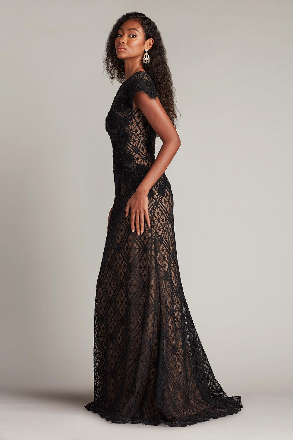 Tadashi Shoji Jasi Embroidered Illusion Gown