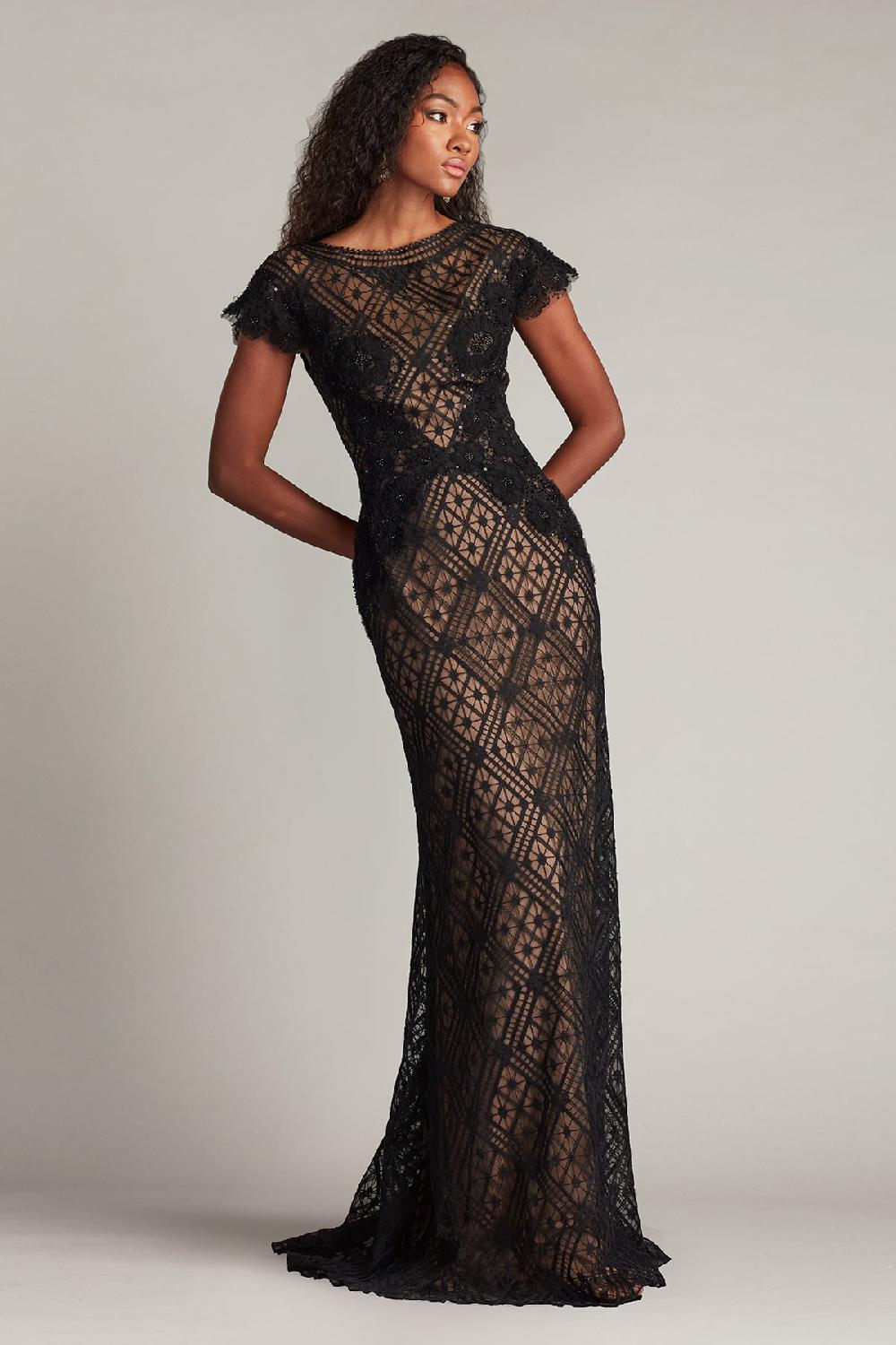 tadashi shoji Jasi Embroidered Illusion Gown