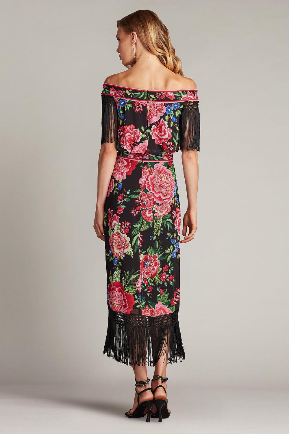Tadashi Shoji Kaiser Floral Fringe Midi Dress