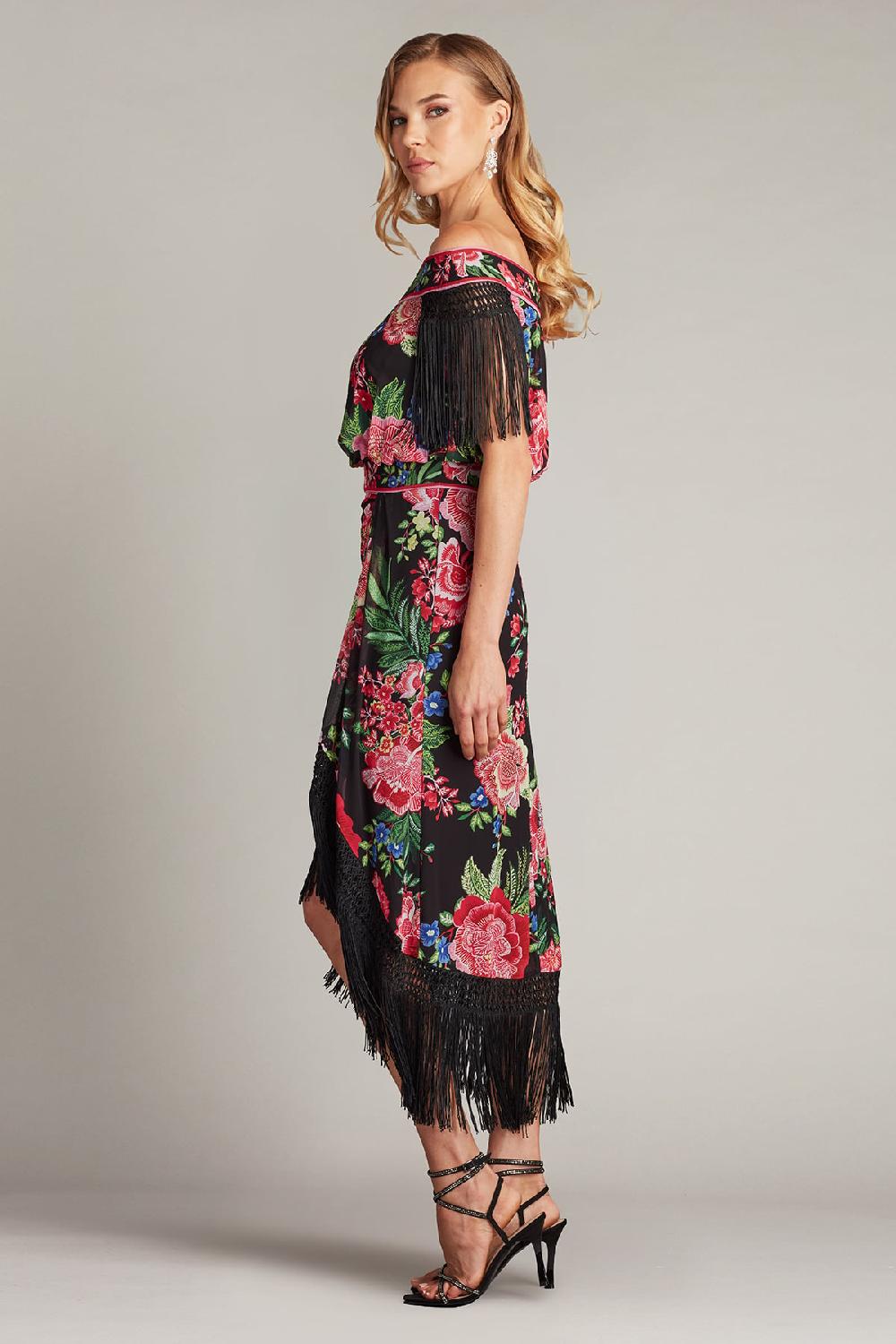 Tadashi Shoji Kaiser Floral Fringe Midi Dress