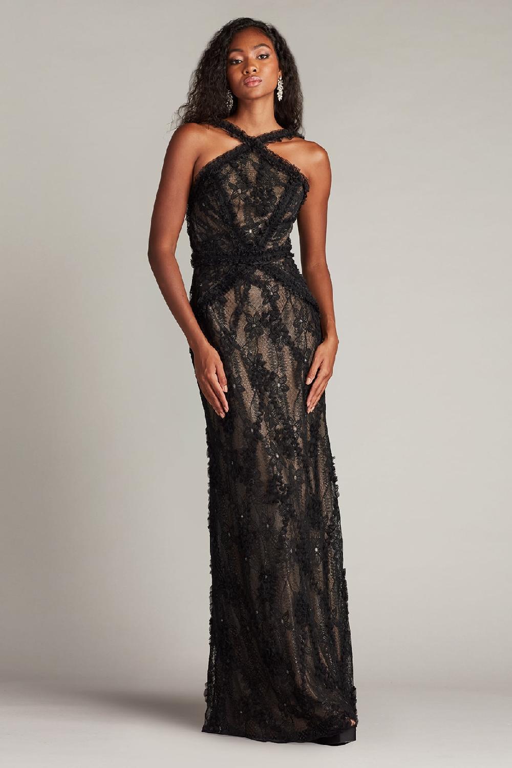 Tadashi Shoji Kaiti Embroidered Halter Gown