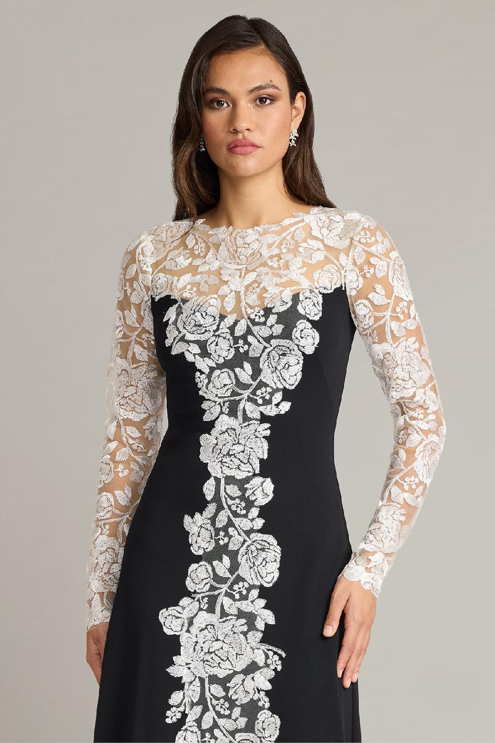 Tadashi Shoji Kalico Embroidered Illusion Gown
