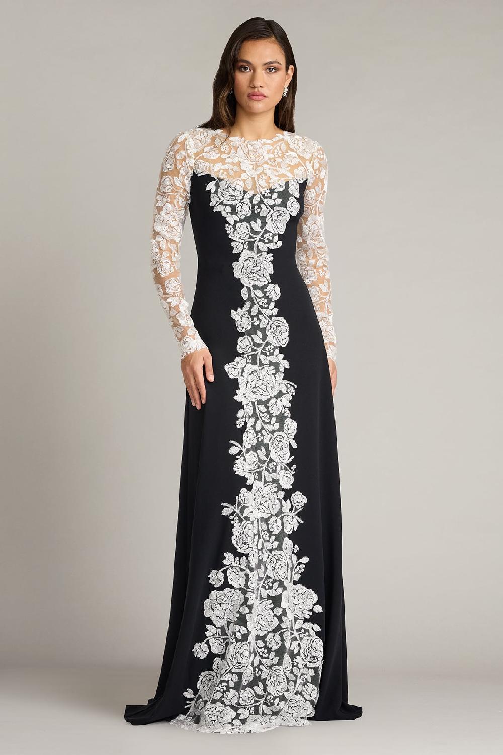 tadashi shoji Kalico Embroidered Illusion Gown