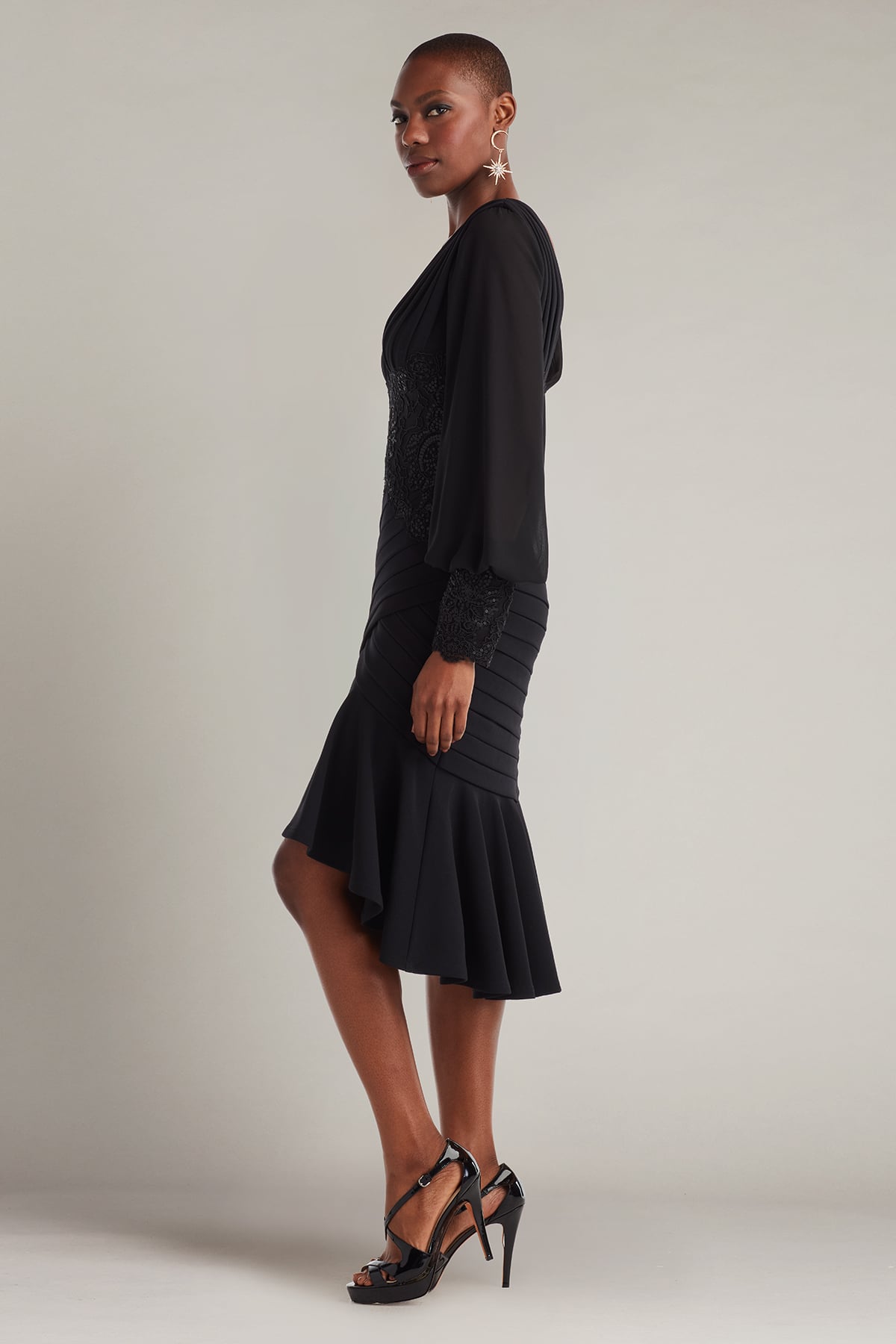 Tadashi Shoji Kalina Blouson Sleeve High-Low Dress