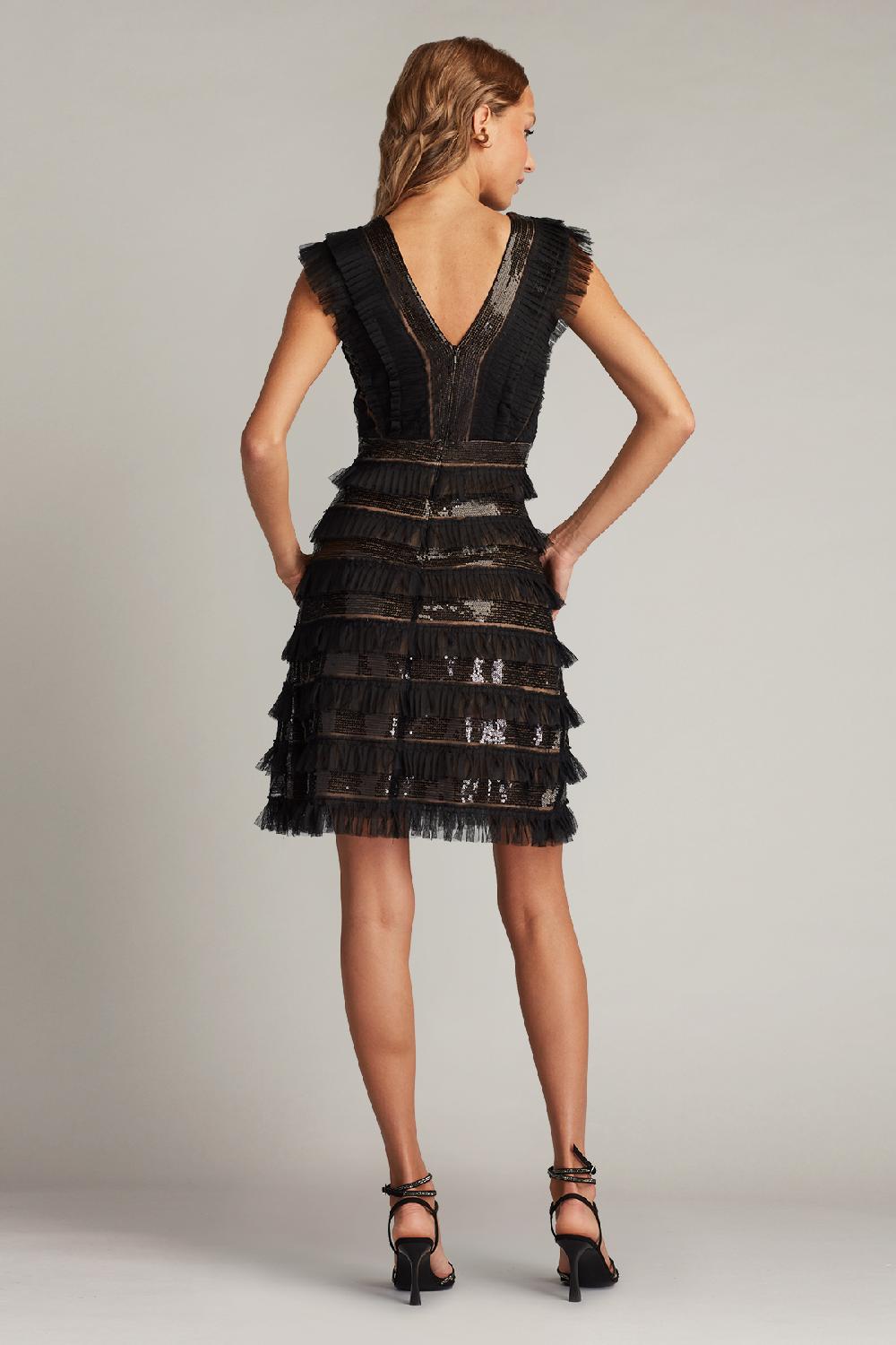 Tadashi Shoji Katja Sequin Ruffle Mini Dress