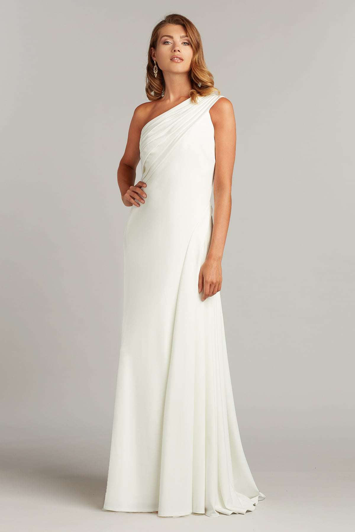 tadashi shoji Laine One-Shoulder Crepe Gown