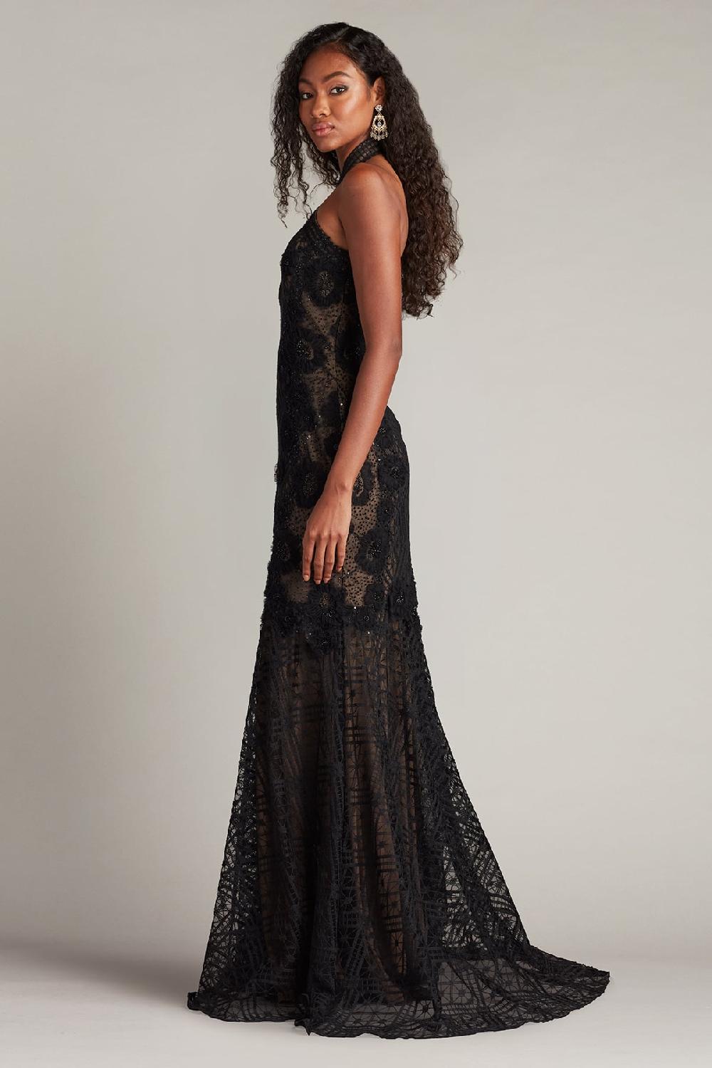 Tadashi Shoji Lakota Embroidered Halter Gown