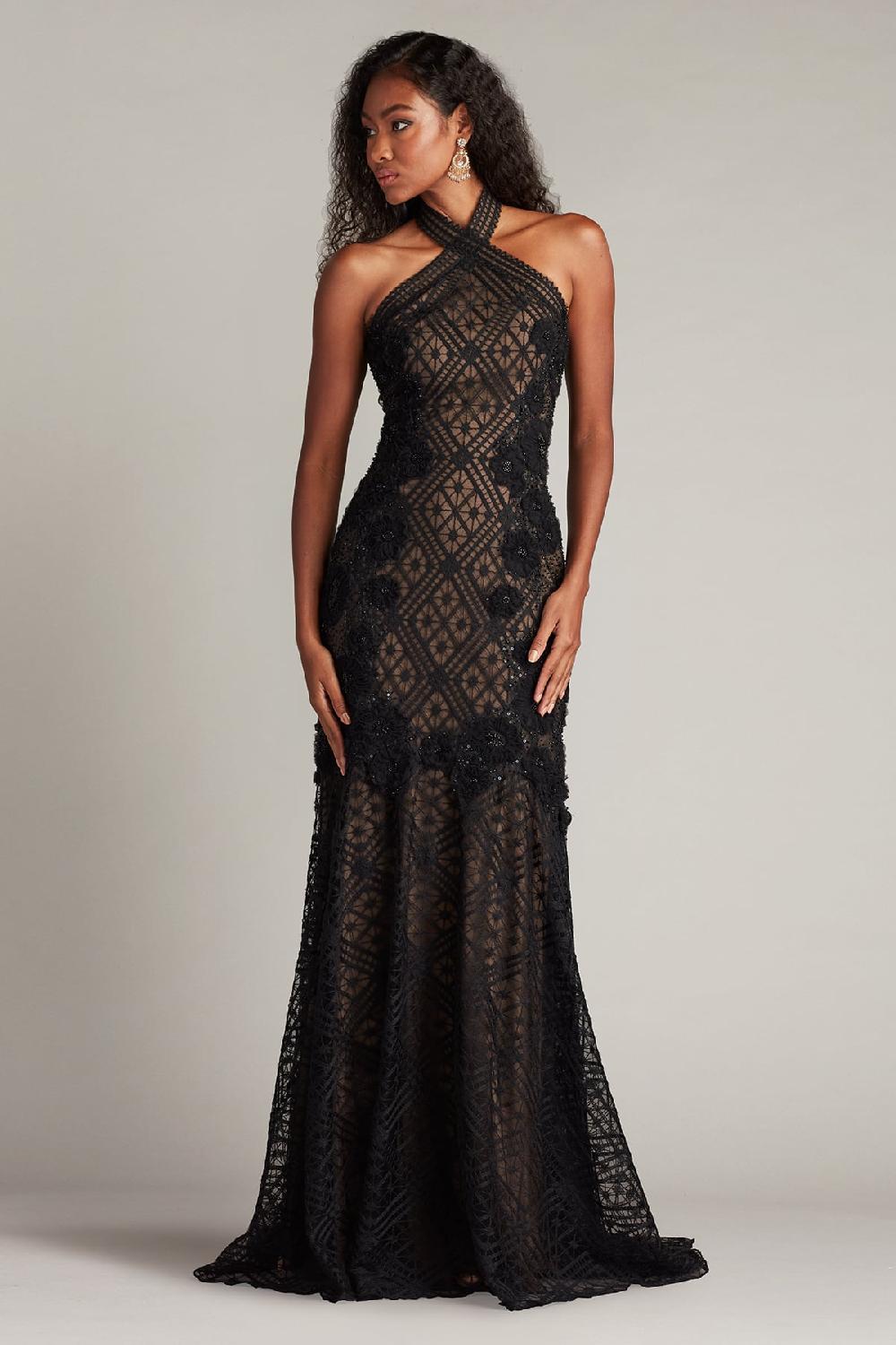 tadashi shoji Lakota Embroidered Halter Gown