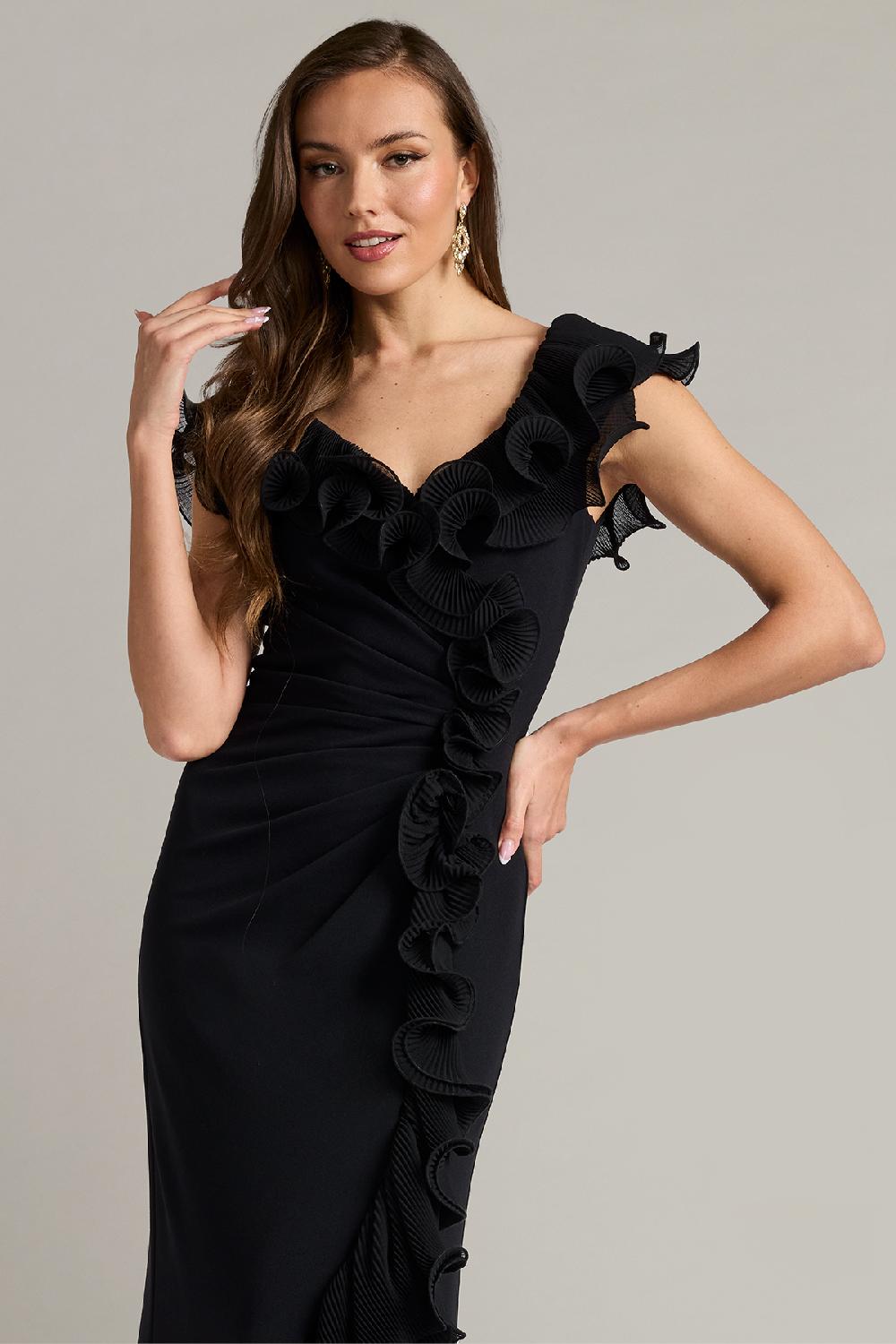 Tadashi Shoji Leandra Cascading Ruffle Gown