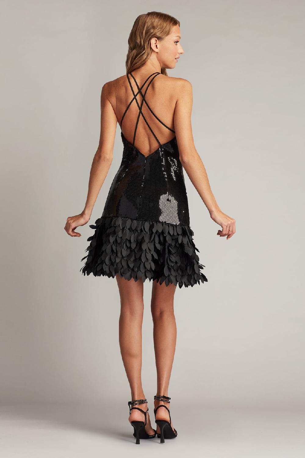 Tadashi Shoji Leni Sequin Petal-Hem Mini Dress