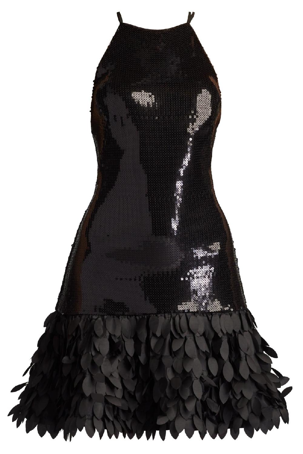 Tadashi Shoji Leni Sequin Petal-Hem Mini Dress