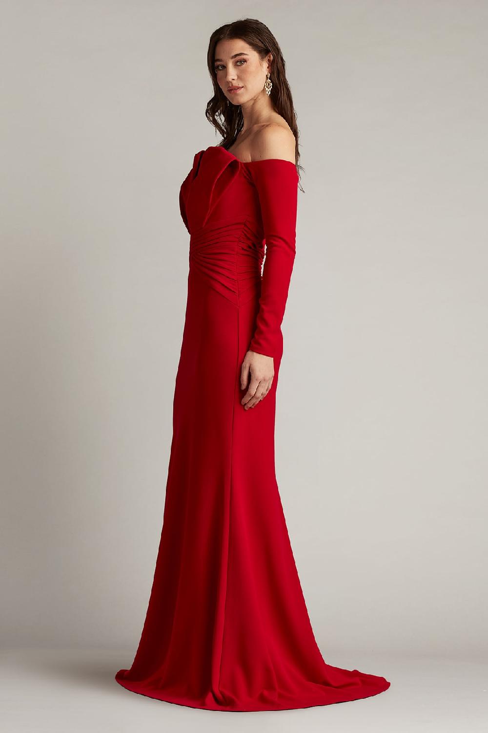 Tadashi Shoji Leona V-Pleat Gown