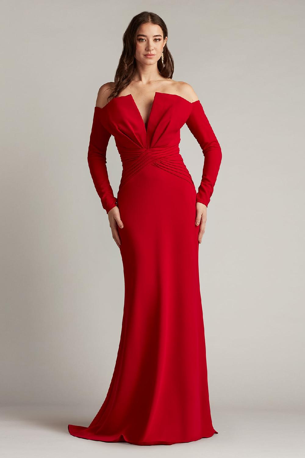 tadashi shoji Leona V-Pleat Gown