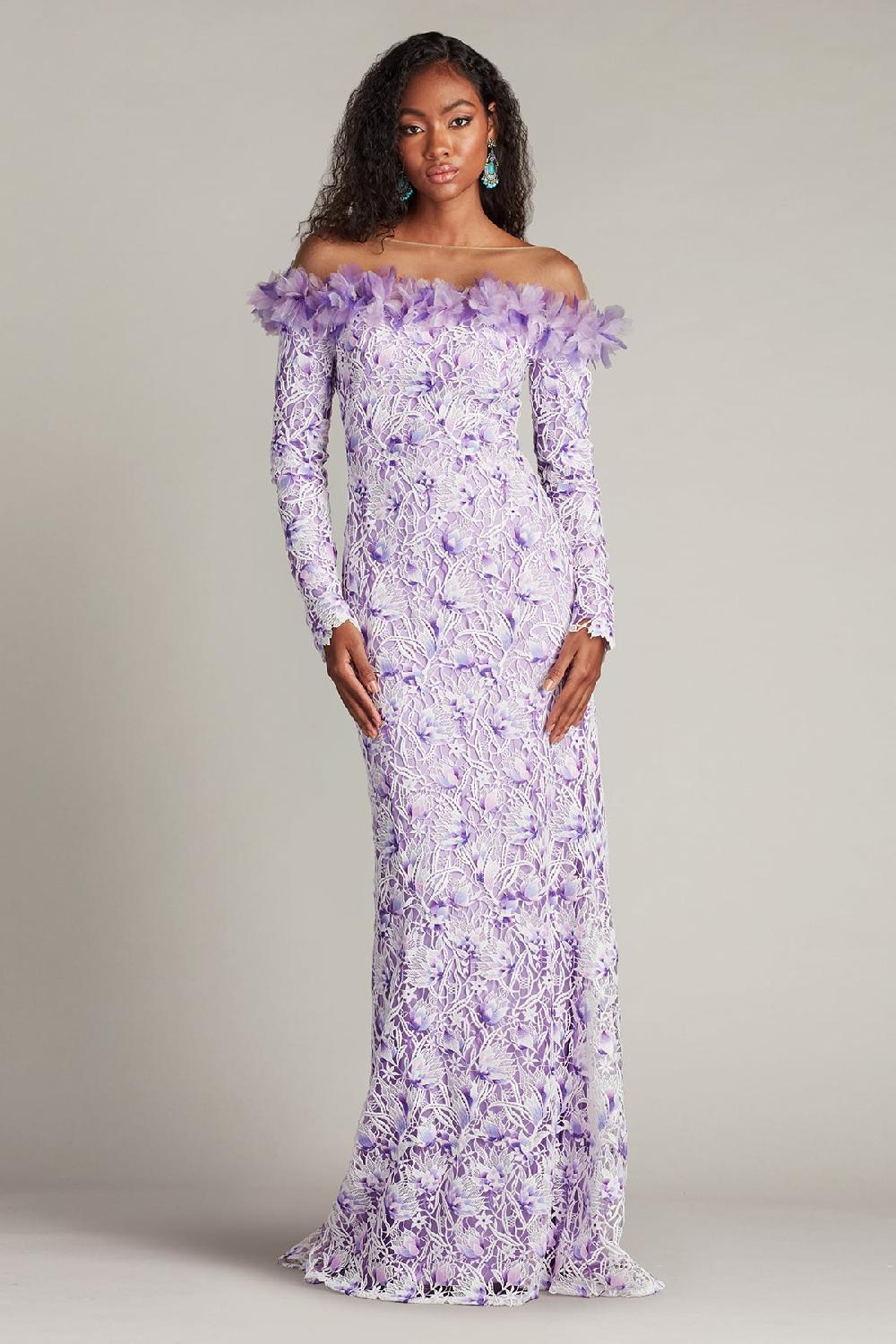 tadashi shoji Liora Embroidered Lace Gown