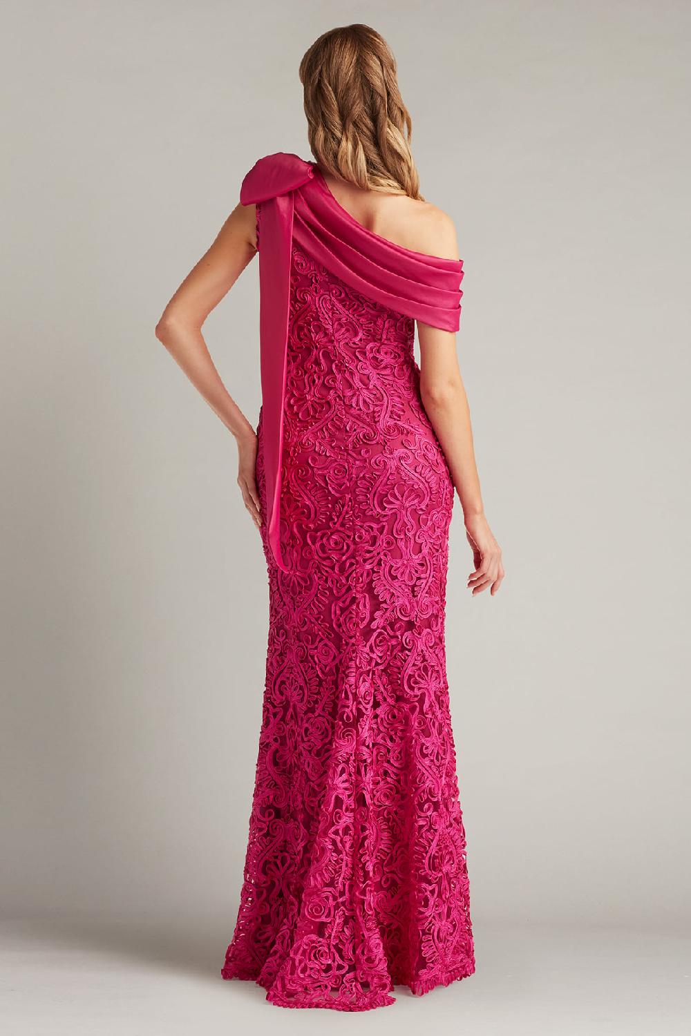 Tadashi Shoji Lorne Embroidered Bow-Shoulder Gown