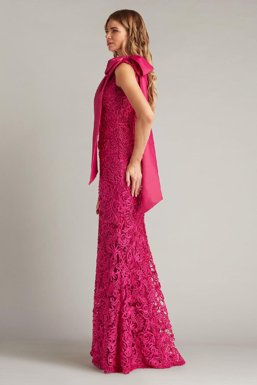 Tadashi Shoji Lorne Embroidered Bow-Shoulder Gown