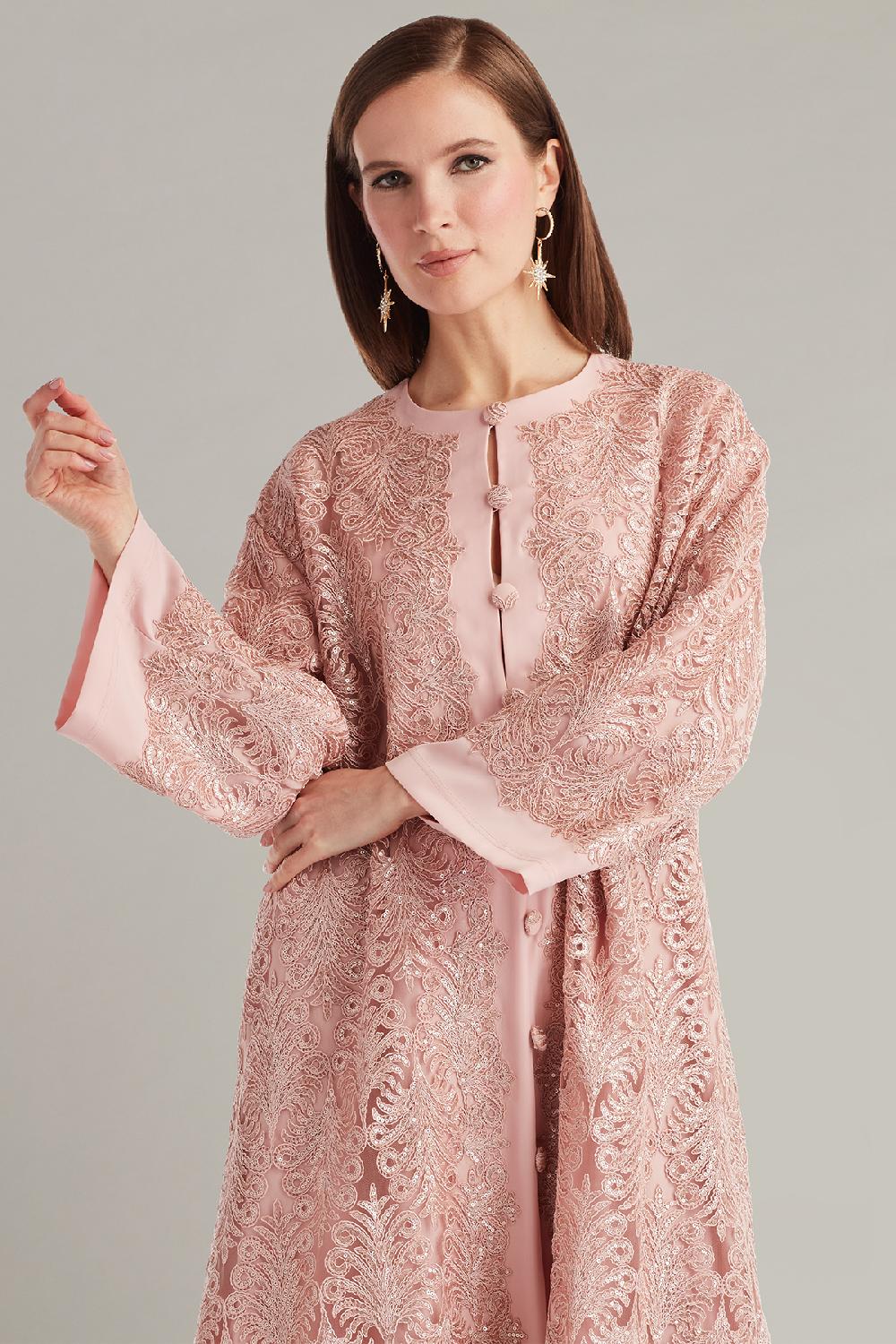 Tadashi Shoji Magda Sequin Embroidered Caftan Gown