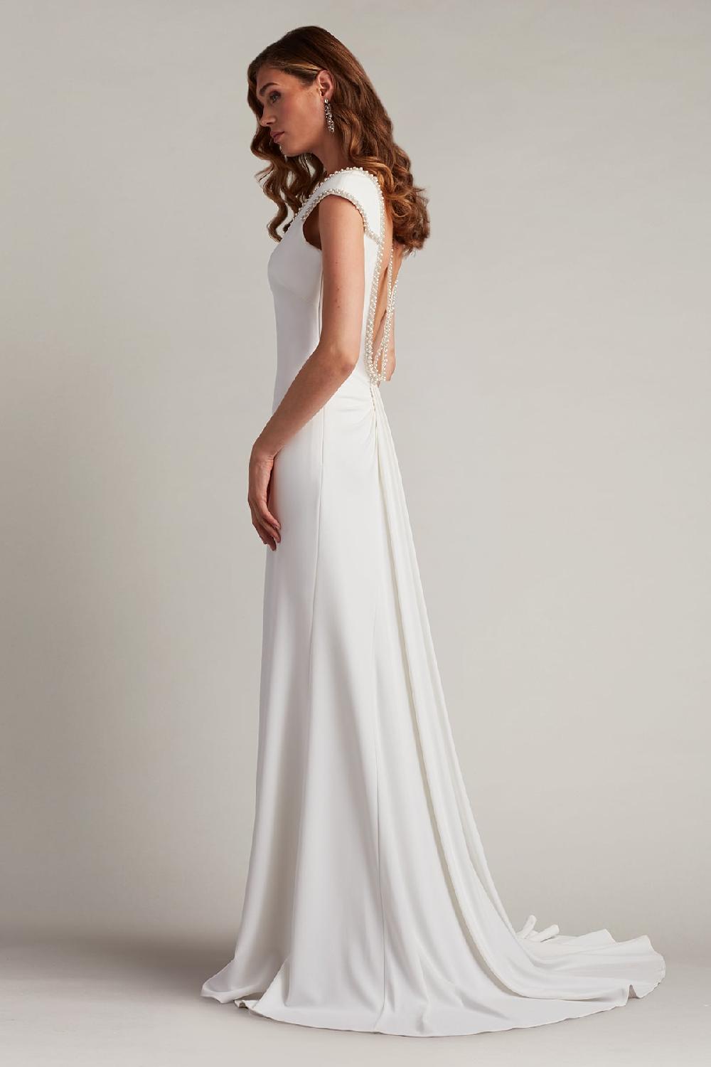 Tadashi Shoji Marcellina Pearl Trim Gown