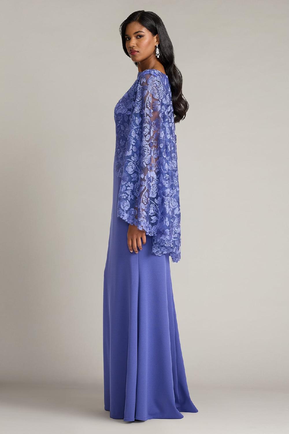 Tadashi Shoji Margolin Embroidered Cape Gown