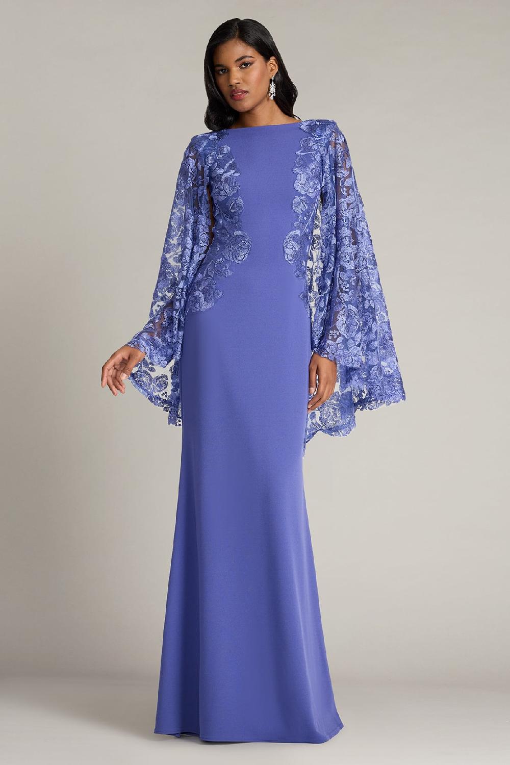 tadashi shoji Margolin Embroidered Cape Gown