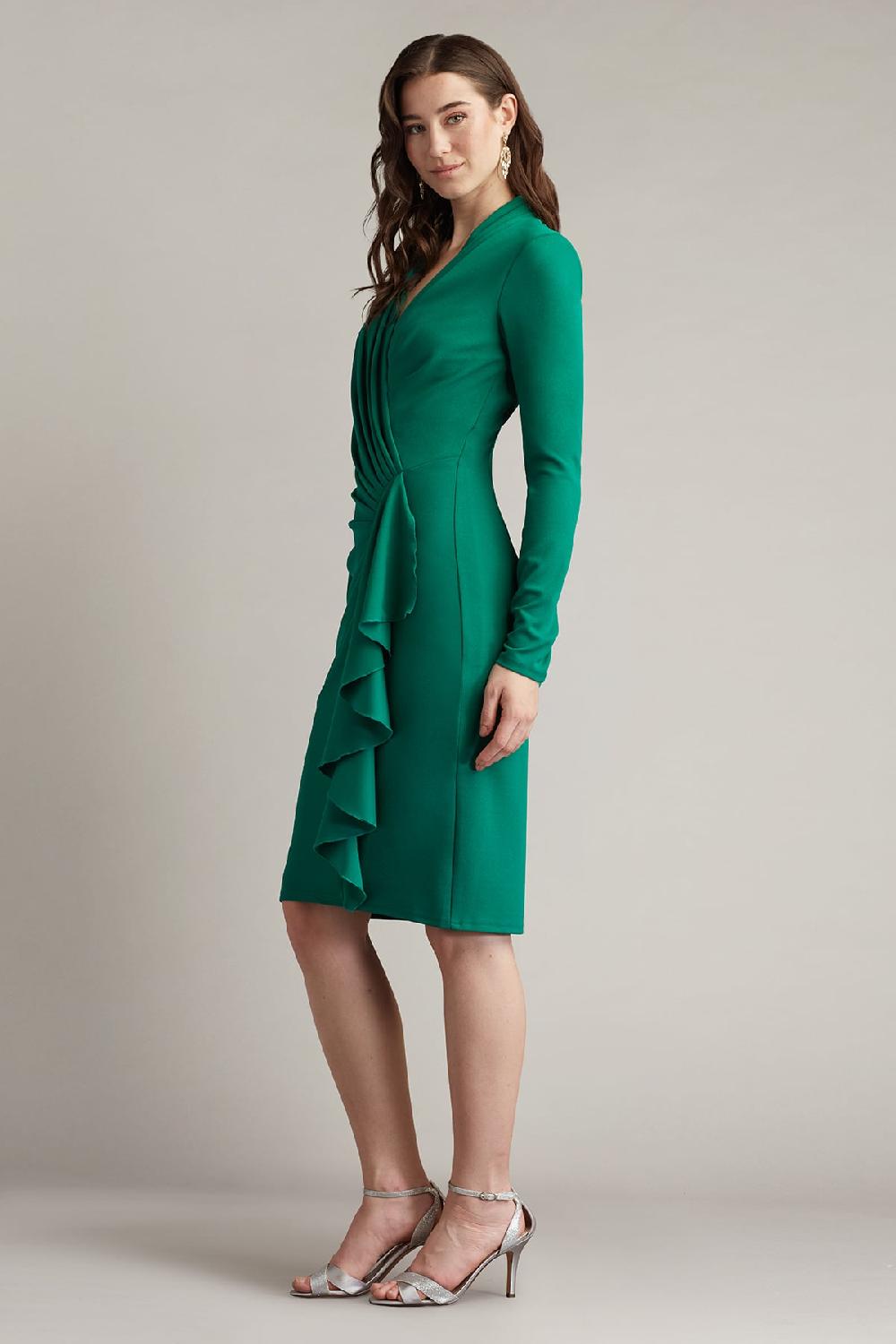 Tadashi Shoji Markum Long-Sleeve Flounce Dress