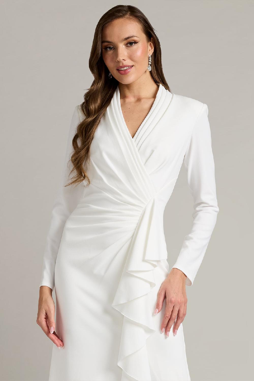 Tadashi Shoji Markum Long-Sleeve Flounce Gown