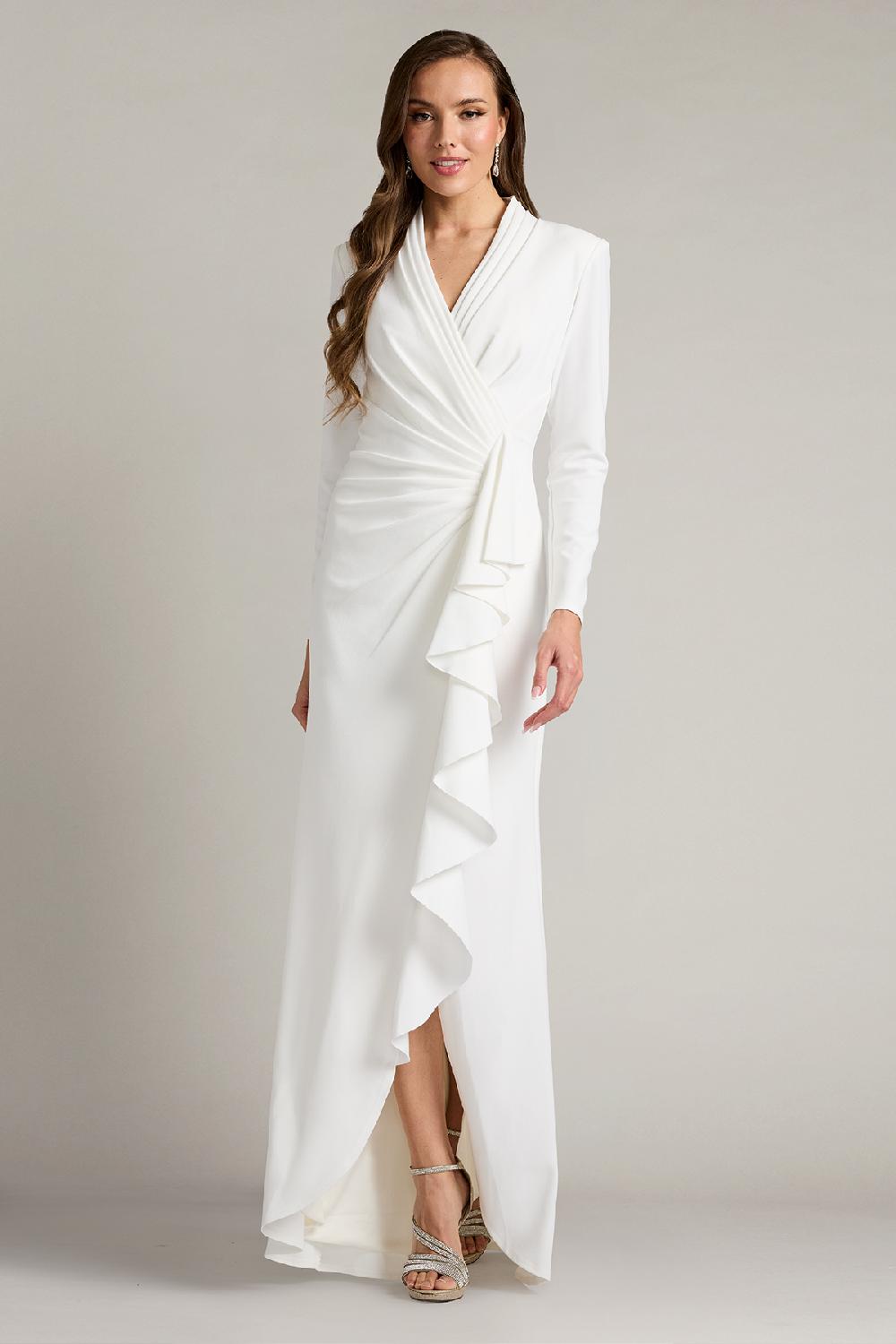 tadashi shoji Markum Long-Sleeve Flounce Gown