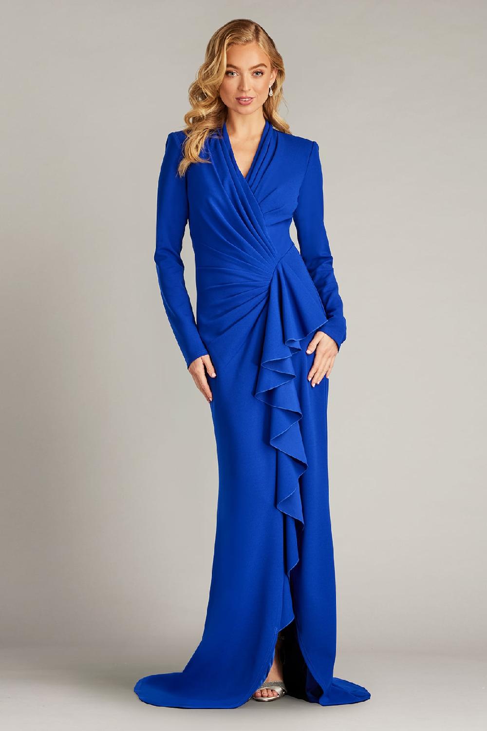 Tadashi Shoji Markum Long-Sleeve Flounce Gown