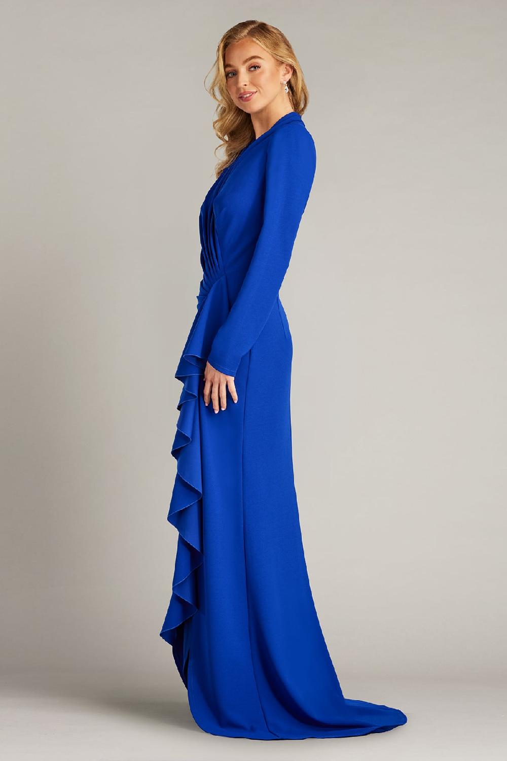 Tadashi Shoji Markum Long-Sleeve Flounce Gown