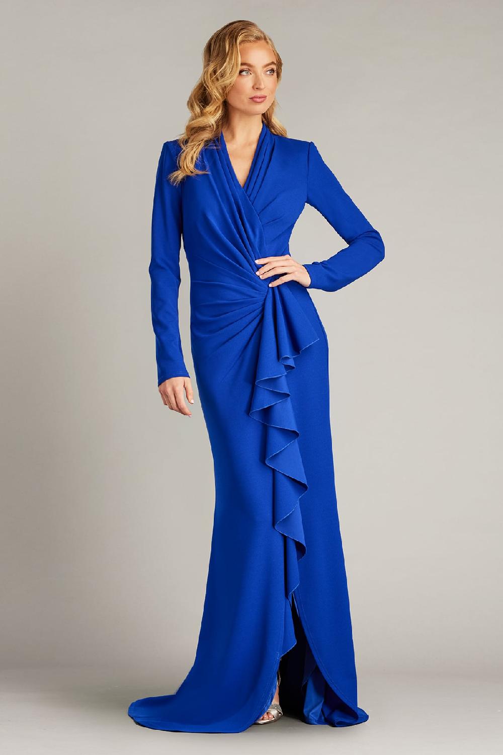 tadashi shoji Markum Long-Sleeve Flounce Gown