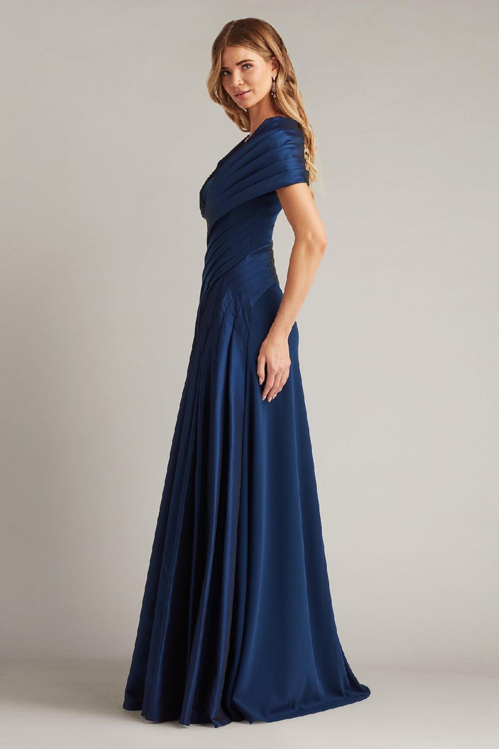 Tadashi Shoji Milica Draped Portrait Collar Gown