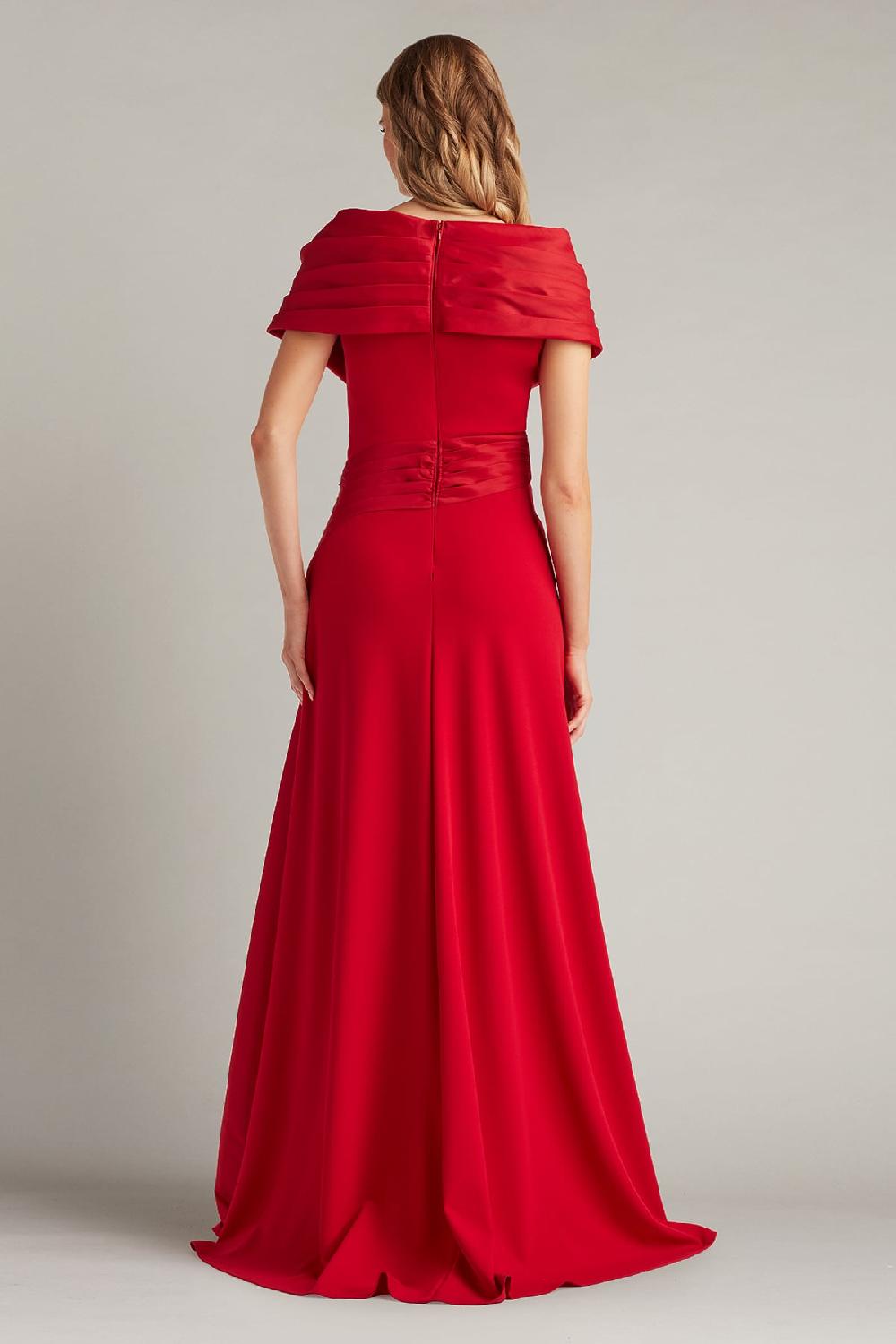 Tadashi Shoji Milica Draped Portrait Collar Gown