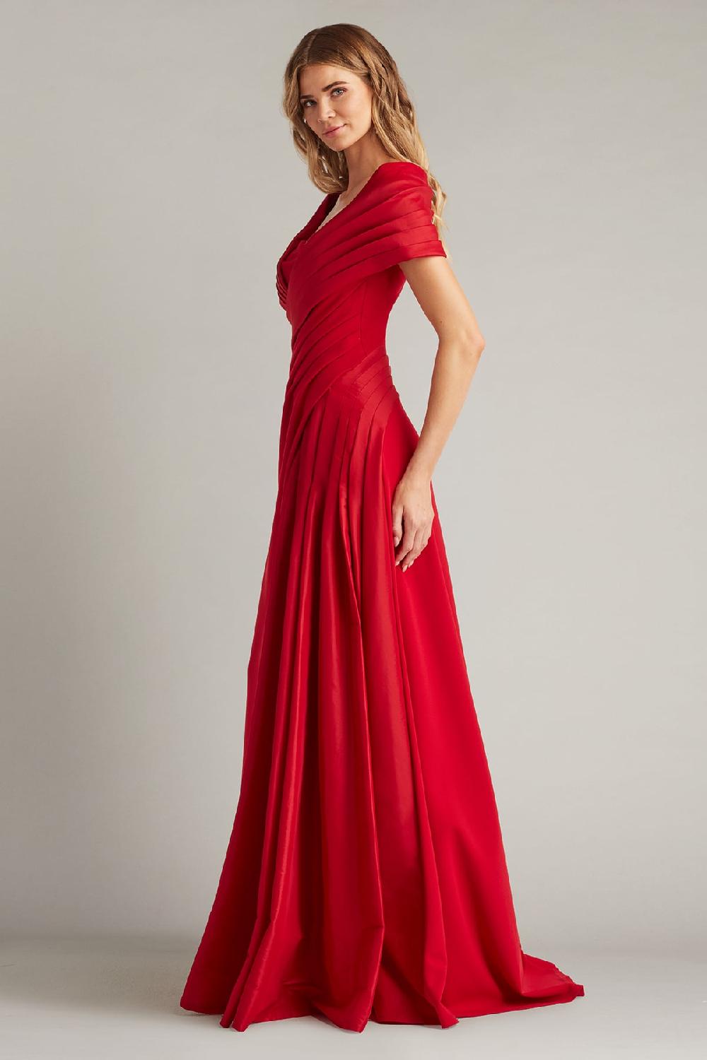Tadashi Shoji Milica Draped Portrait Collar Gown