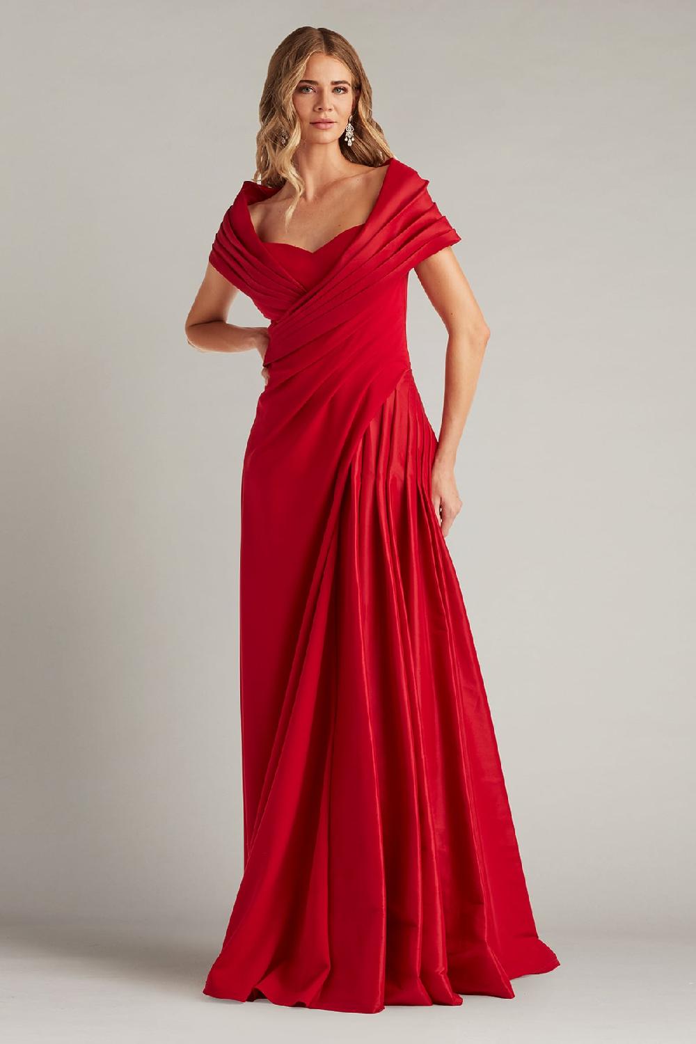 tadashi shoji Milica Draped Portrait Collar Gown