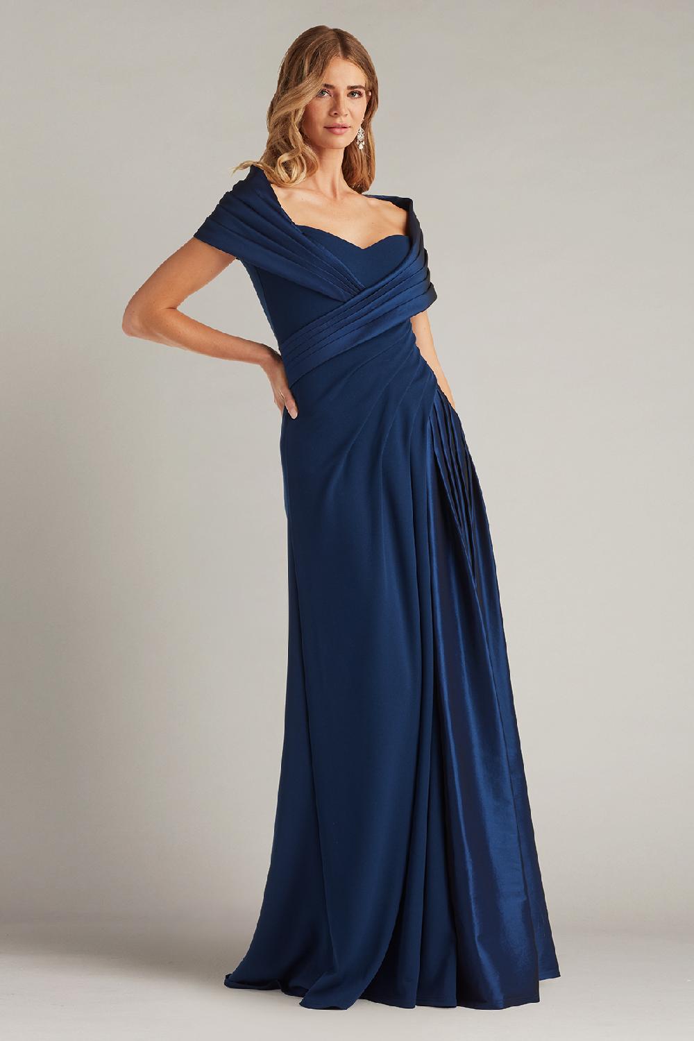 tadashi shoji Milica Draped Portrait Collar Gown