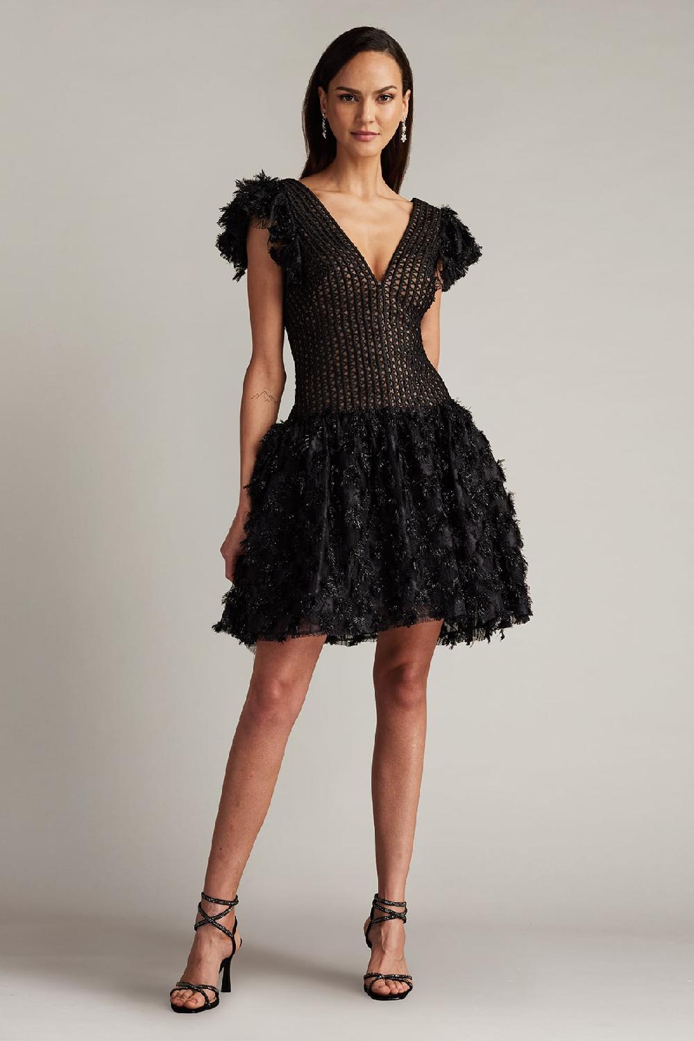 Tadashi Shoji Minx Flower Embellished Mini Dress
