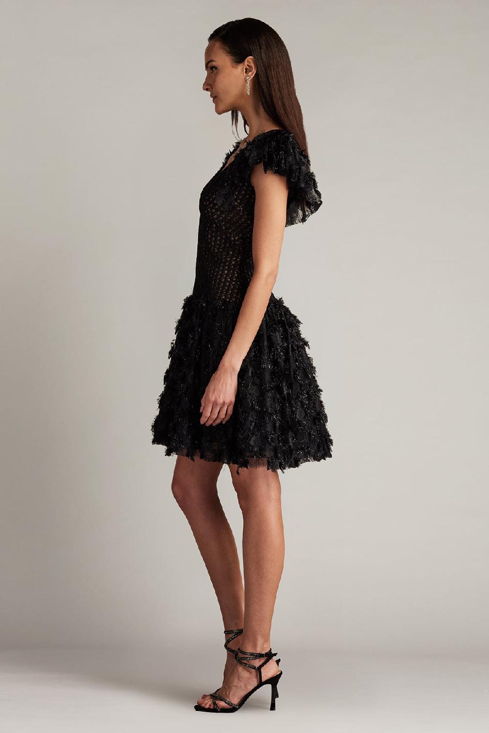 Tadashi Shoji Minx Flower Embellished Mini Dress