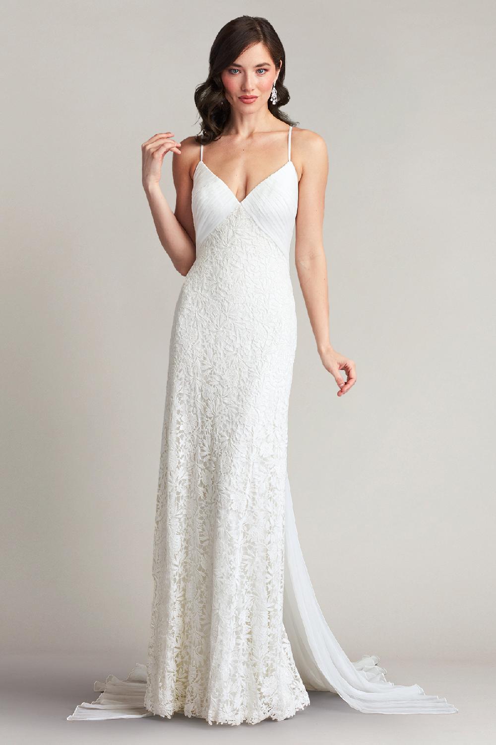 Tadashi Shoji Miramar Cross Back Lace Gown