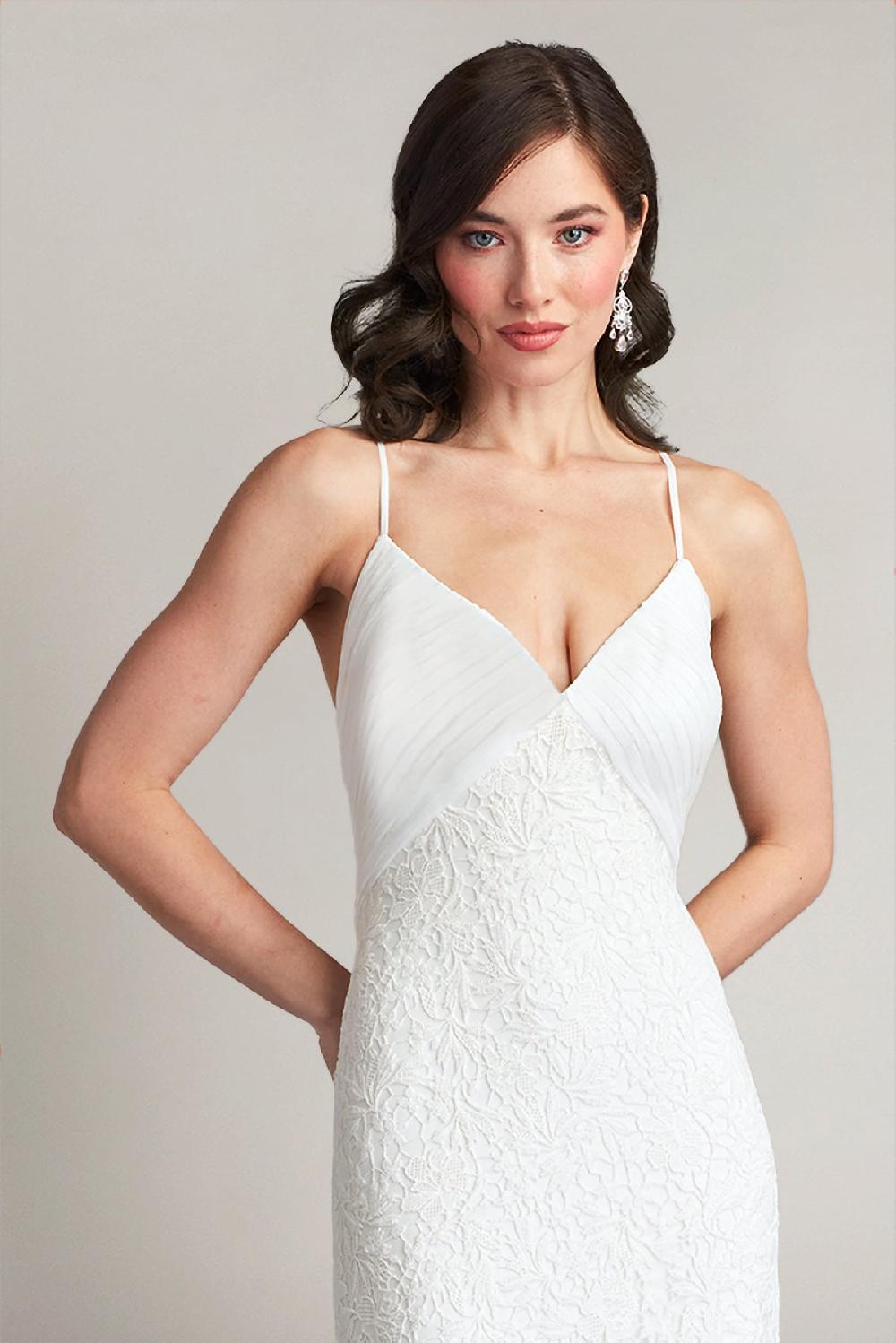 Tadashi Shoji Miramar Cross Back Lace Gown