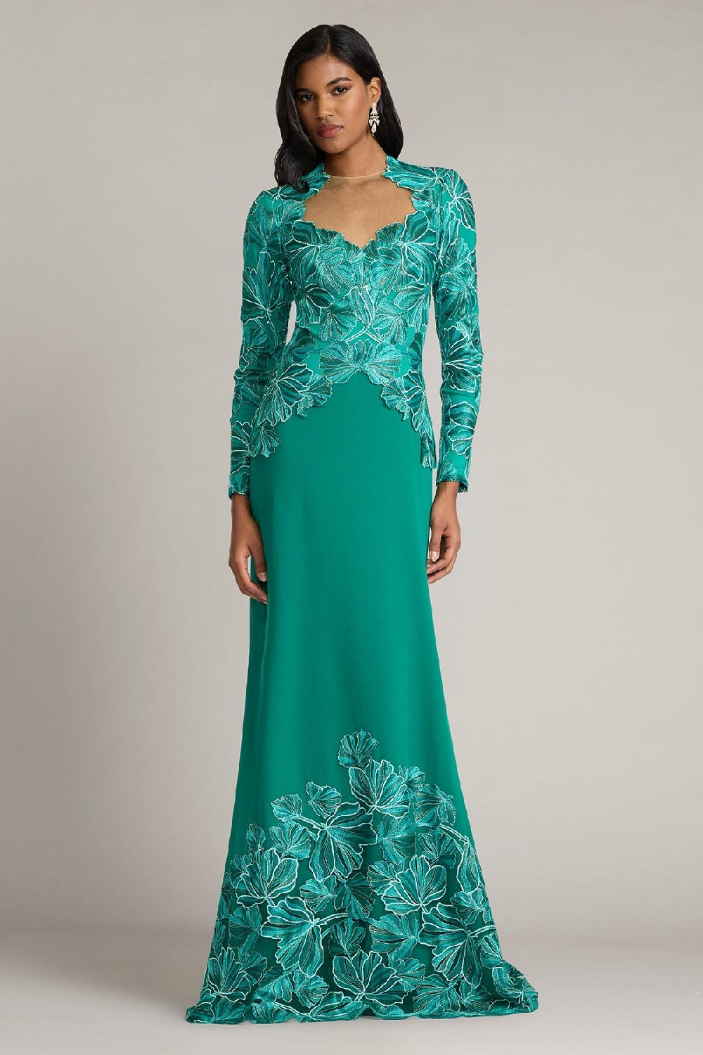 tadashi shoji Mireille Embroidered Tulle Gown