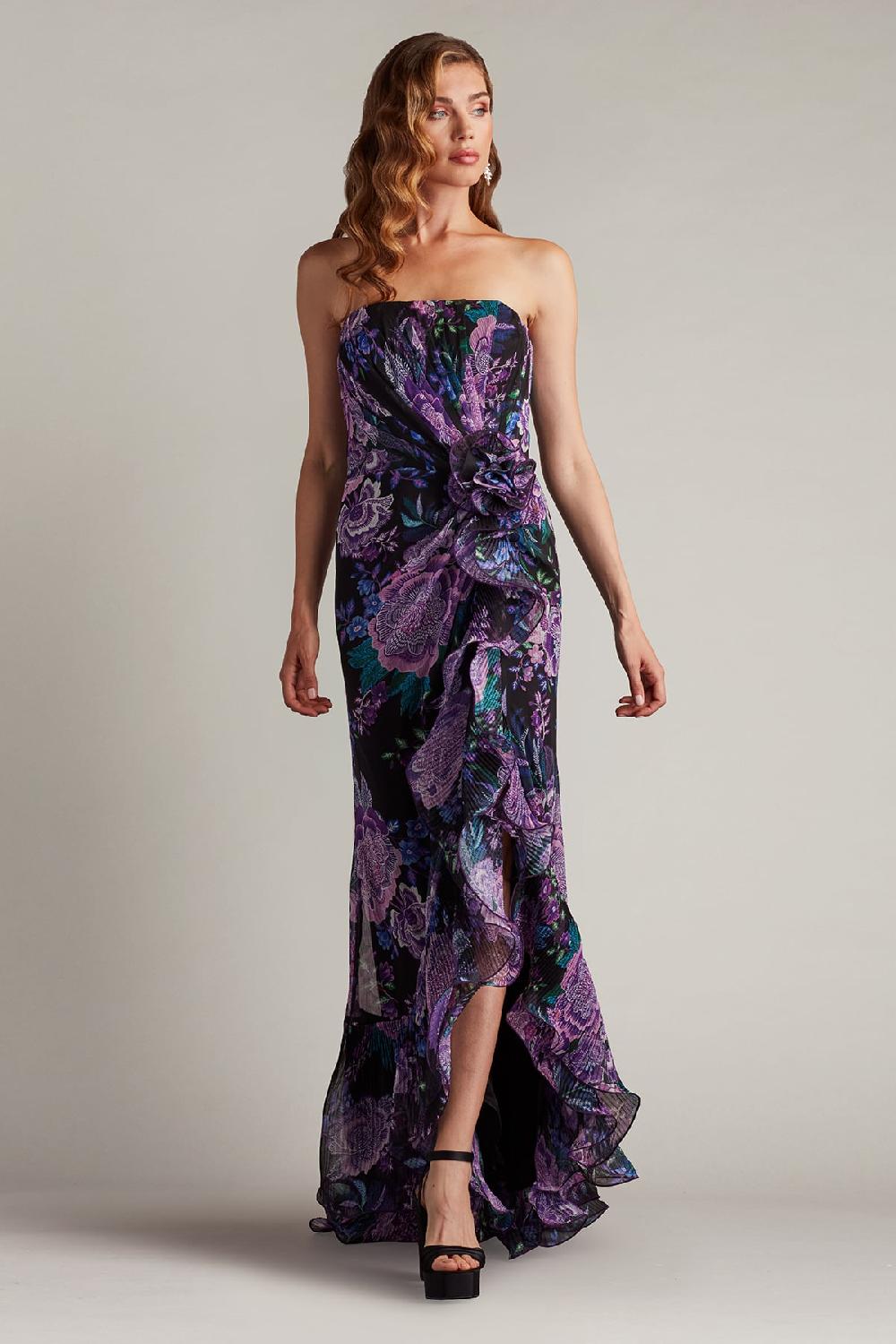 Tadashi Shoji Morwenna Floral Print Ruffle Gown