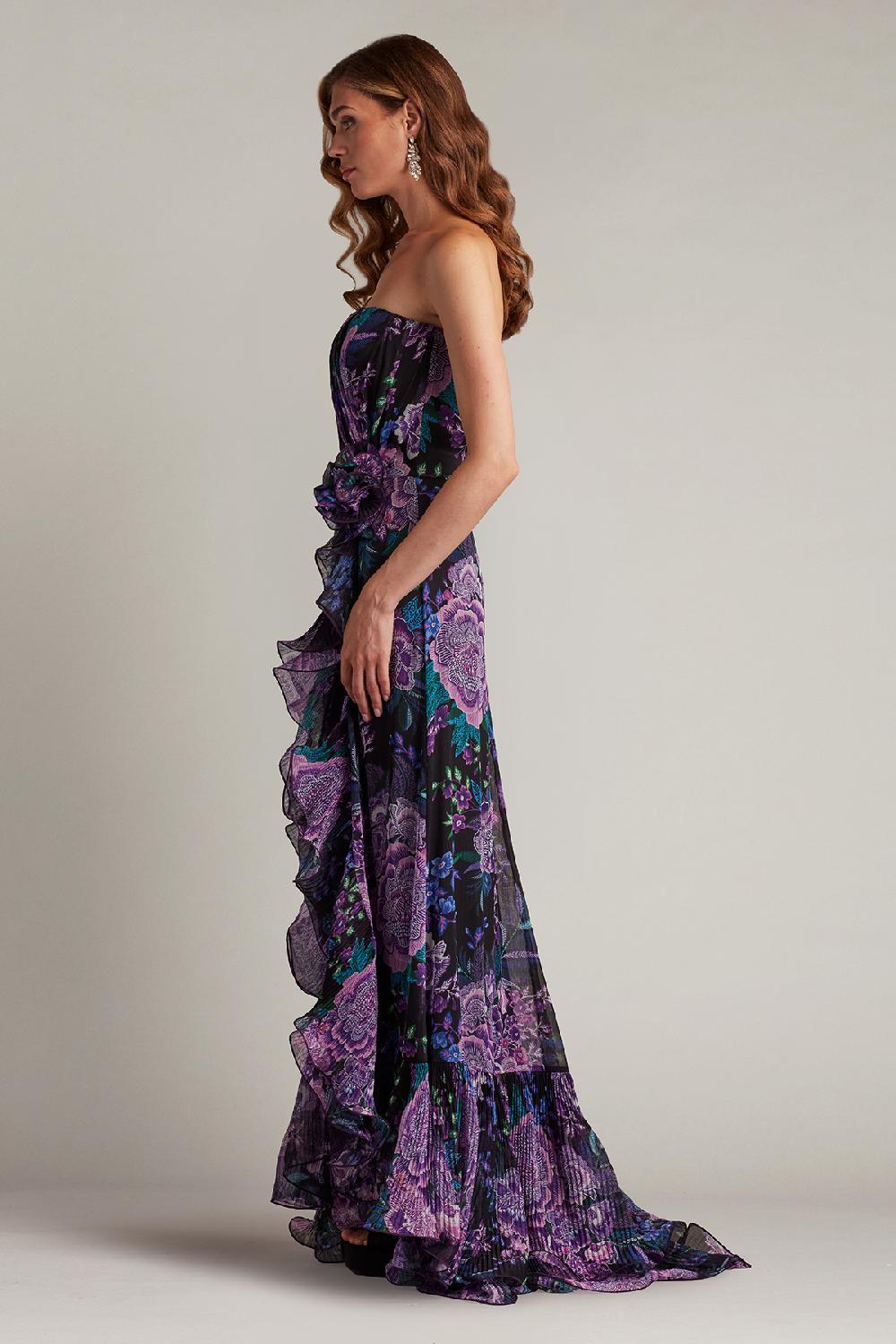 Tadashi Shoji Morwenna Floral Print Ruffle Gown