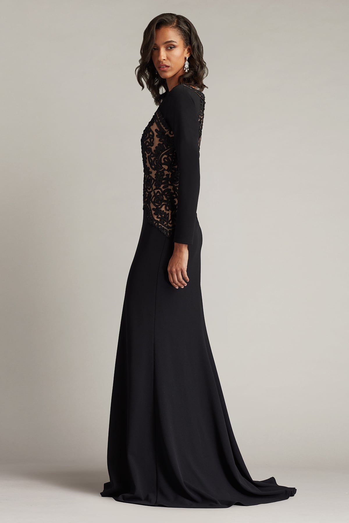 Tadashi Shoji Nayana Embroidered Crepe Gown
