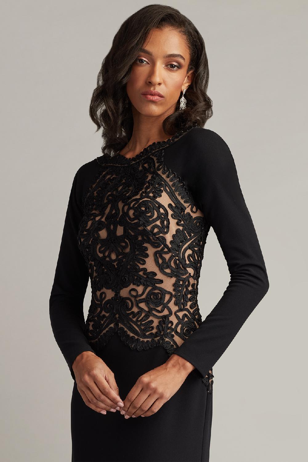 Tadashi Shoji Nayana Embroidered Crepe Gown