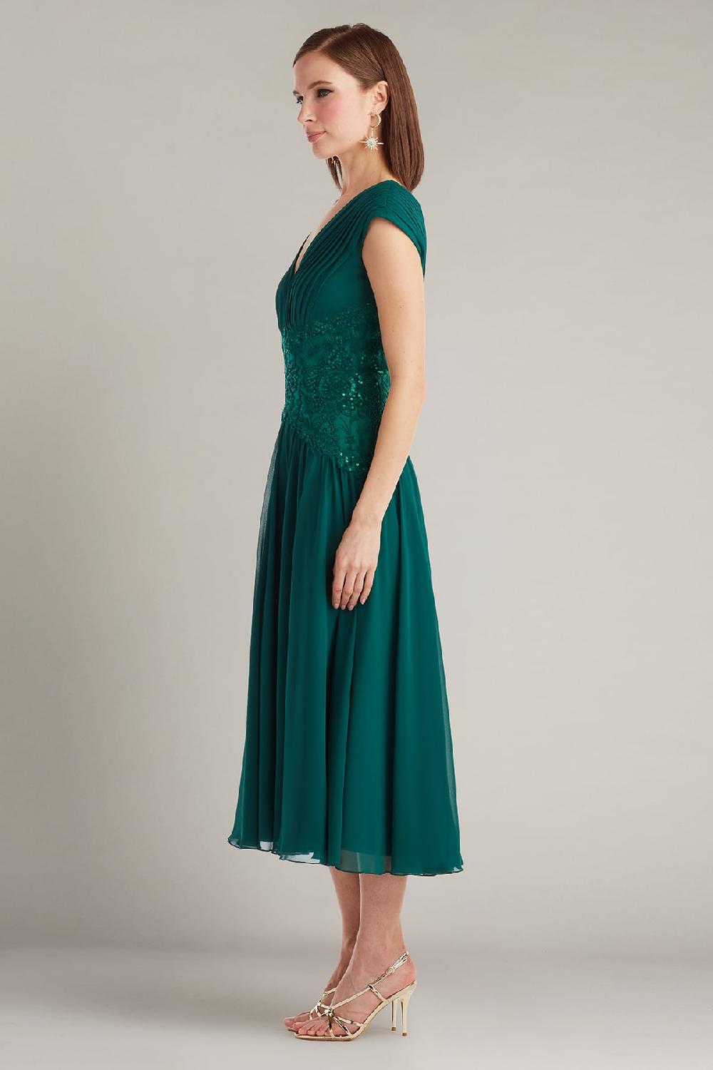 Tadashi Shoji Nerina Embellished Midi Dress