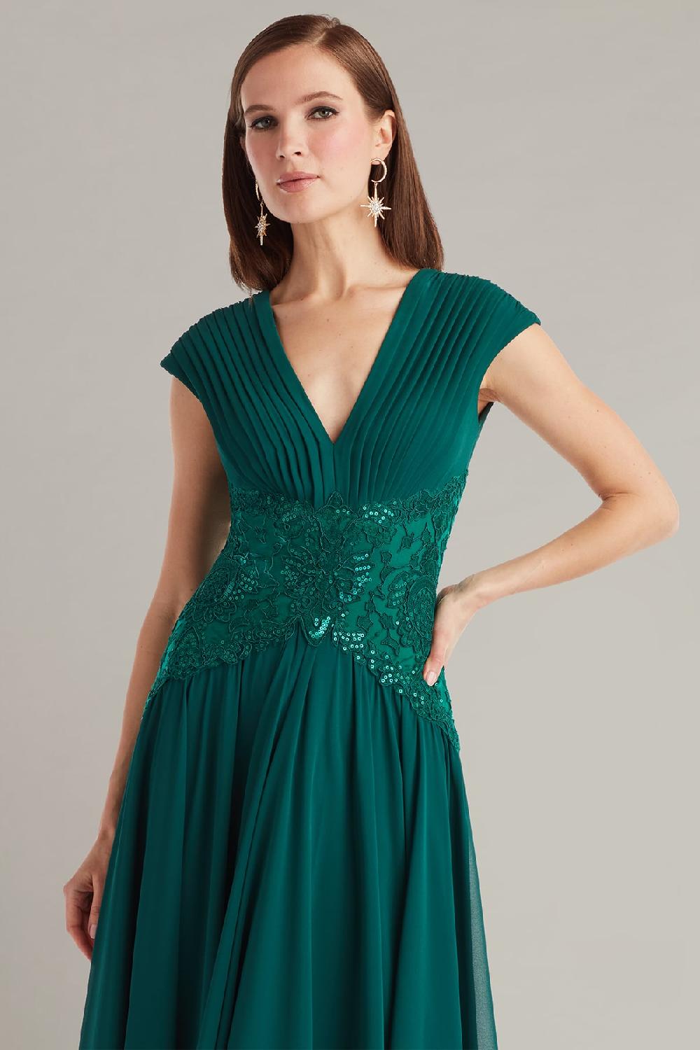 Tadashi Shoji Nerina Embellished Midi Dress