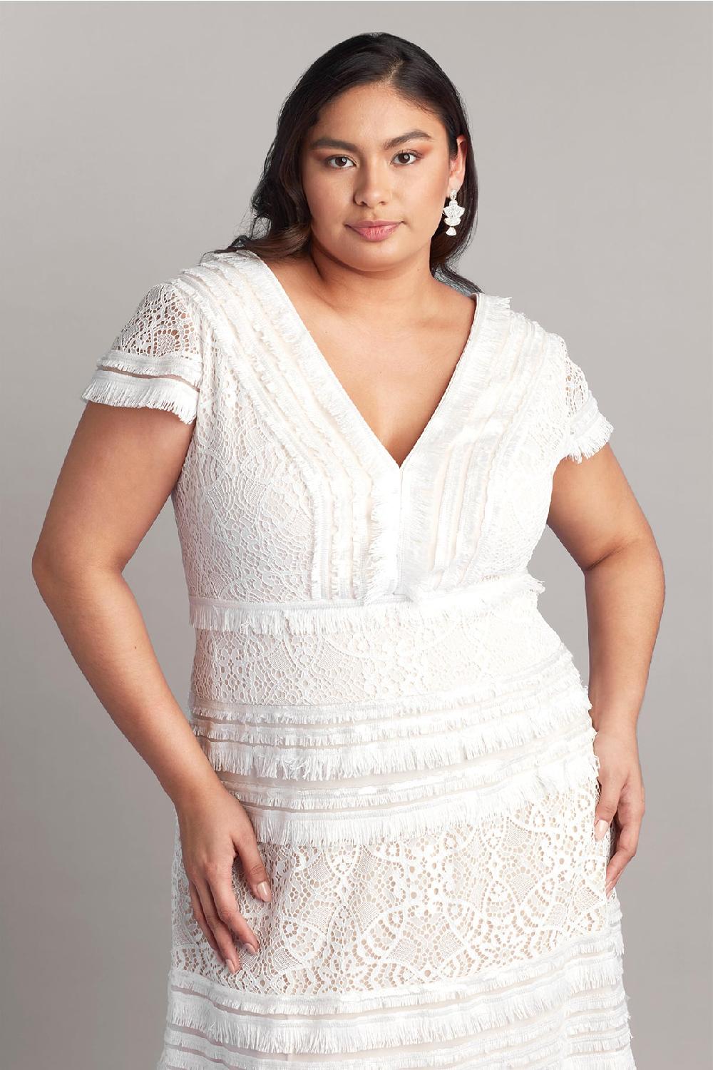 Tadashi Shoji Nisa Lace & Fringe Gown - PLUS SIZE