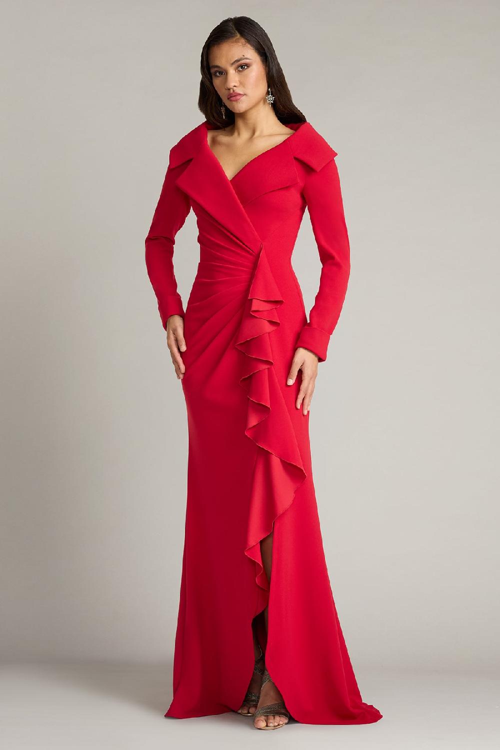 tadashi shoji Noma Portrait Collar Gown