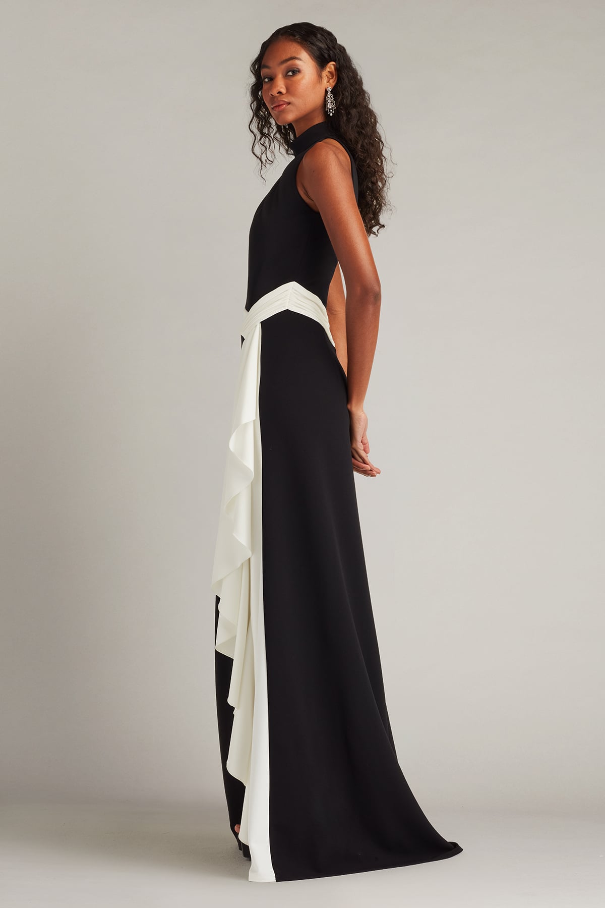 Tadashi Shoji Pexa Waterfall Sash Gown