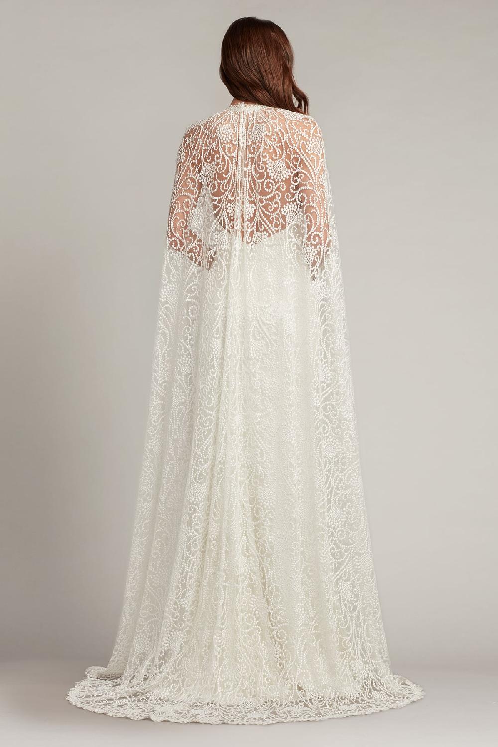 Tadashi Shoji Piers Embroidered Cape Gown